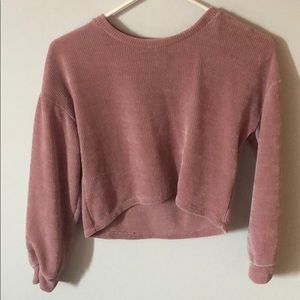 pink velvet cropped sweater